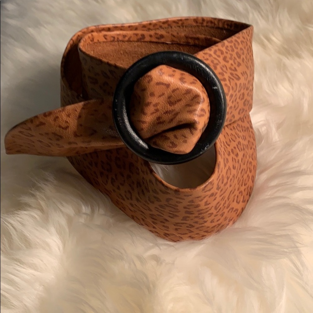 Ed Barry leopard print leather slide belt